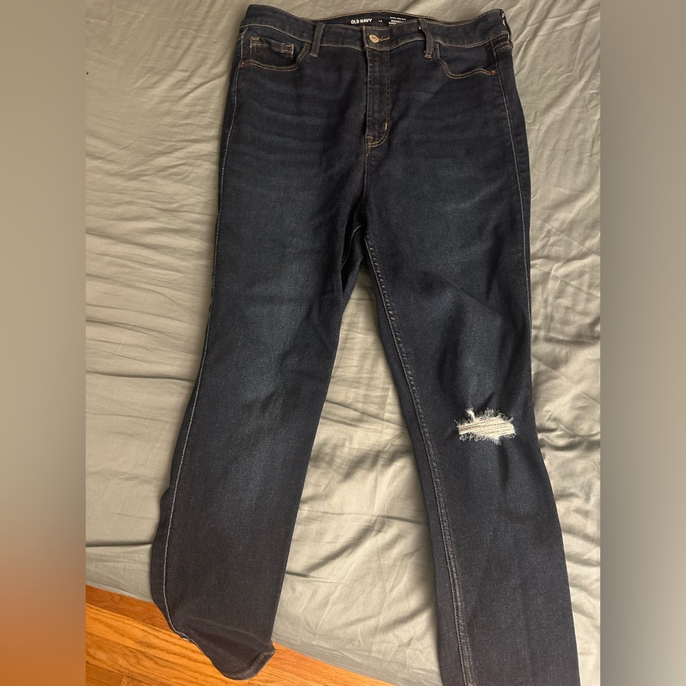 Old Navy Women's Dark Blue Straight Leg Jeans